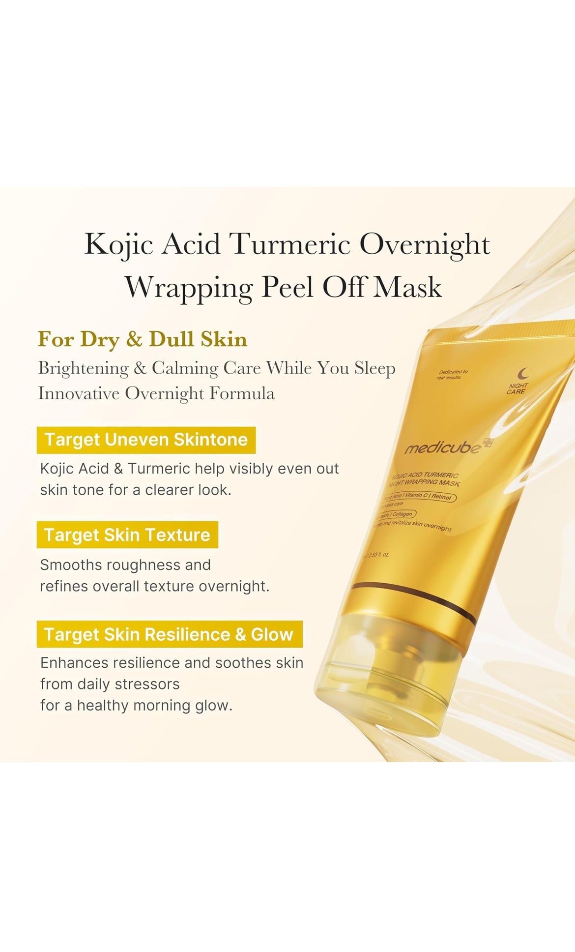 Medicube Kojic Acid Turmeric Overnight Wrapping Peel Off Mask