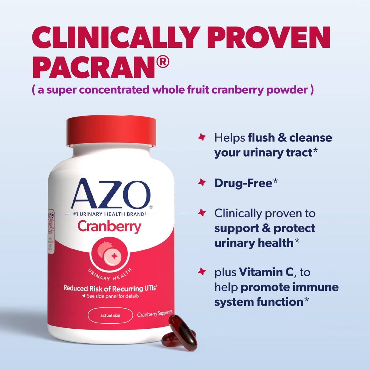 AZO Cleanse + Protect Cranberry Softgels for Urinary Track Health