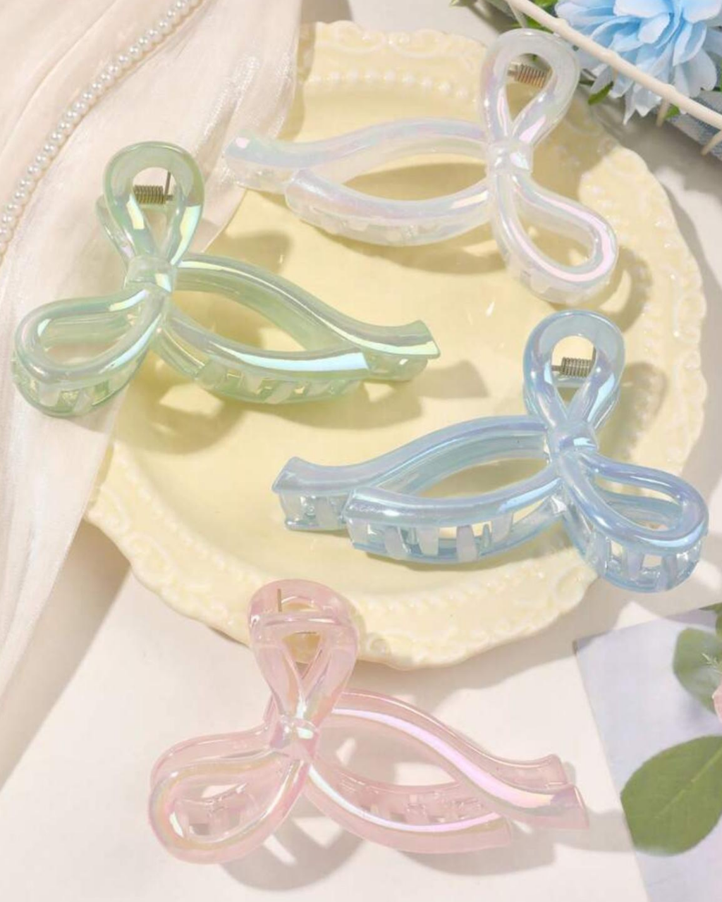Iridescent Pastel Bow Clip