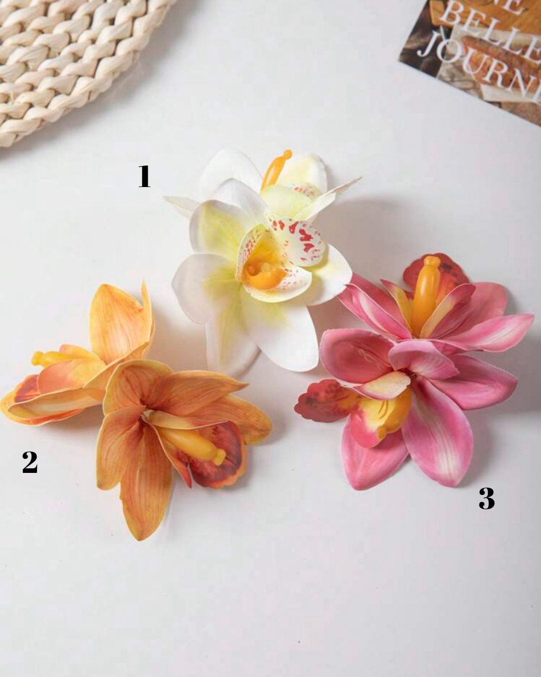Small Tropical Orchid Hair Clips