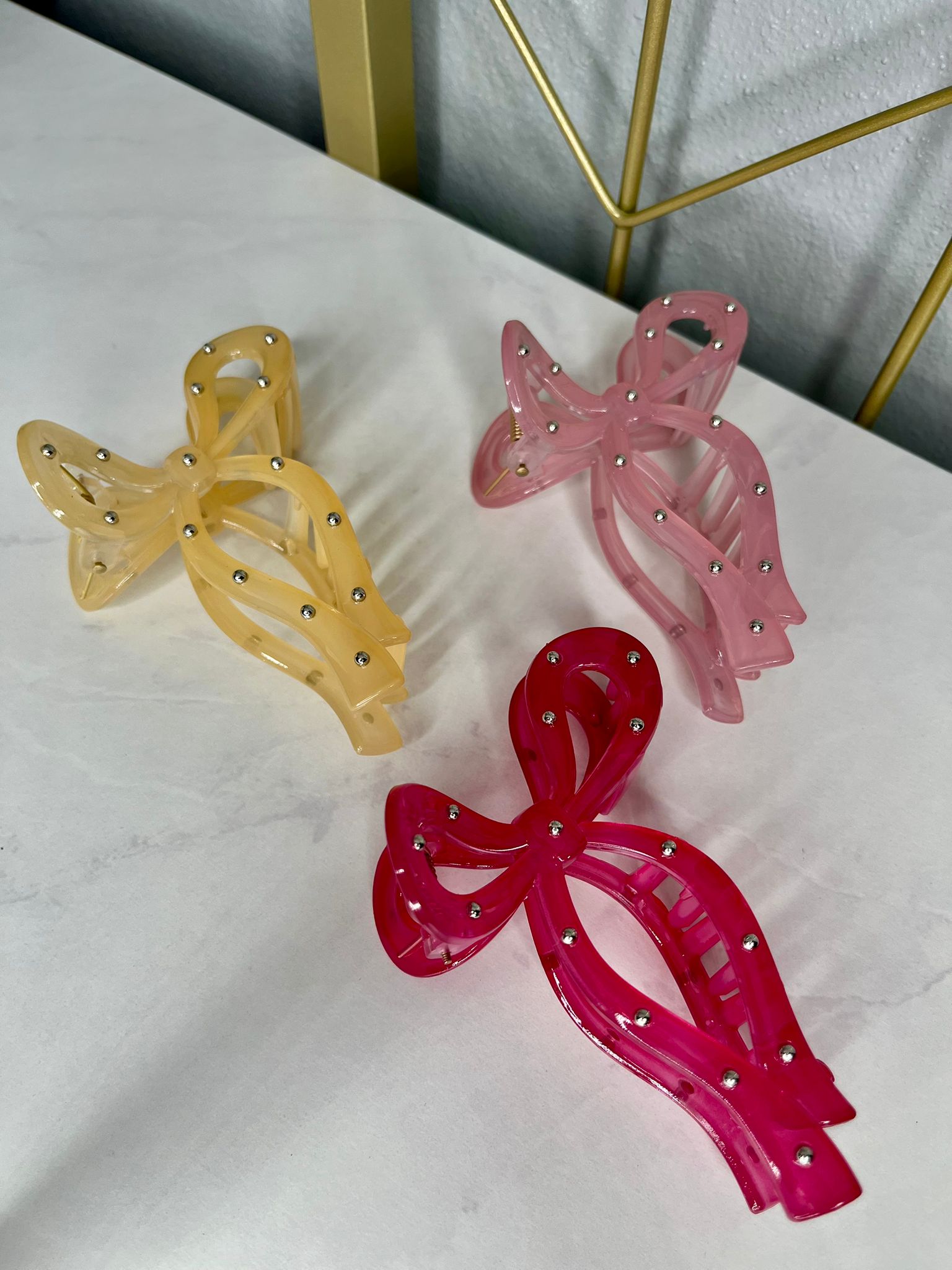 Rhinestone Bow Hair Claw Clips
